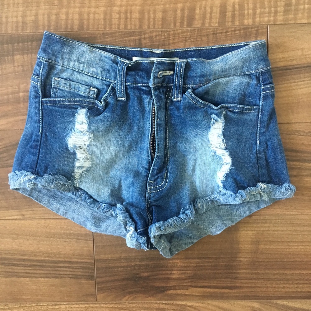 High waisted jean shorts